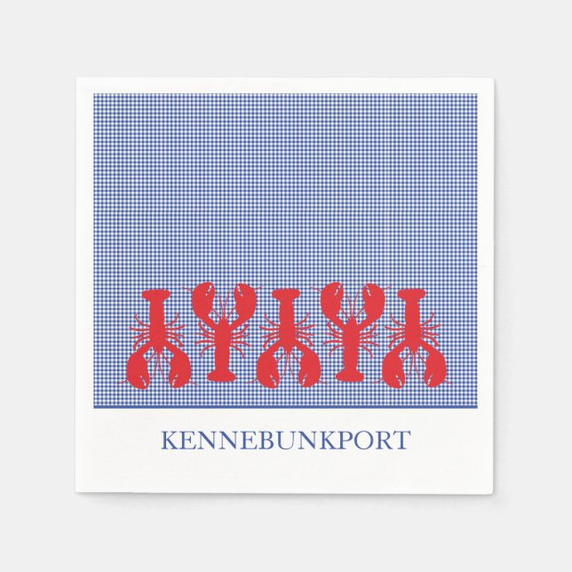 Name der Küstenstadt Red Lharers Blue White Karo Serviette (Vorderseite)