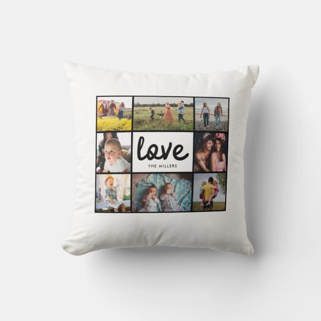 Name der Liebe für die Collage-Familie Kissen (Vorderseite)