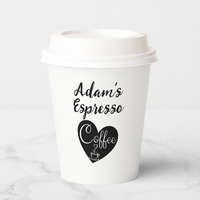 Name der Liebe, kleiner Kaffeespezialist Pappbecher (Vorderseite)