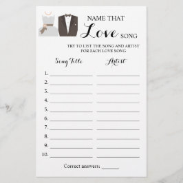 Name der Liebe Song Brie & Groom Game Card Flyer