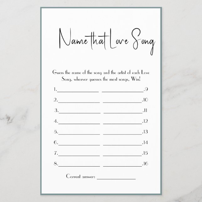 Name der Liebe Song Dusche Game Flyer (Vorne)