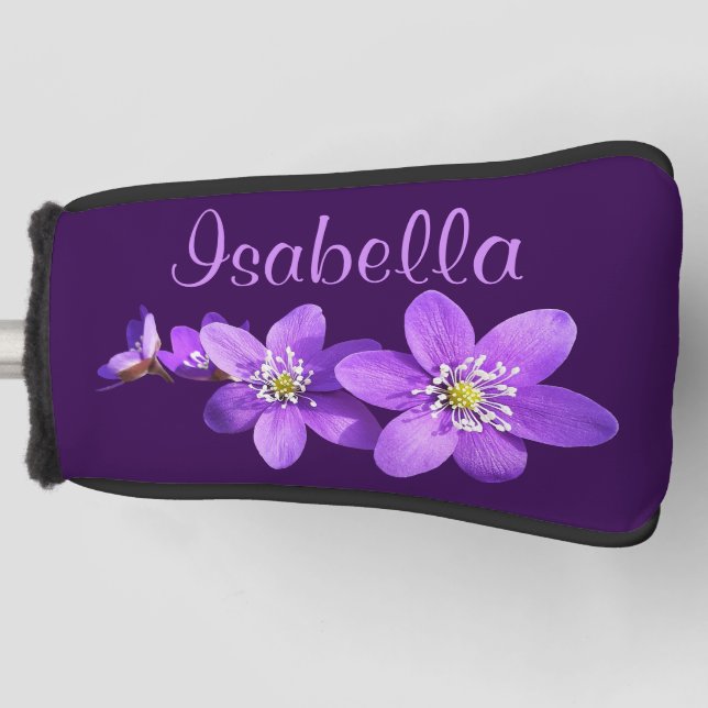 Name der lila Anemonenblumen Golf Headcover (Vorderseite)