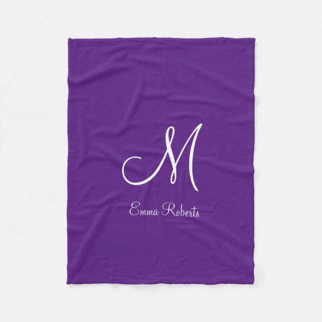 Name der Lila Monogrammkarte Fleecedecke (Vorderseite)