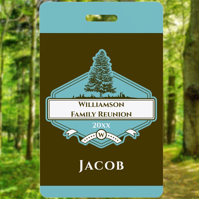 Name der Logo-Wiedersehen-für die benutzerdefinier Ausweis (Custom retro camping badge with family reunion logo – perfect for outdoor gatherings & keepsakes!)