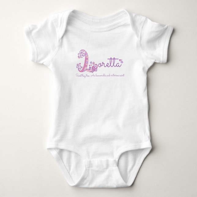 Name der Loretta Girls: Buchstabe L Monogramm Shir Baby Strampler (Vorderseite)
