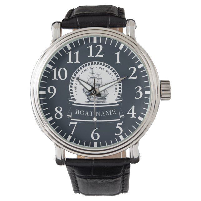 Name der Luxury Navy Blue Boat Familie Armbanduhr (Vorderseite)
