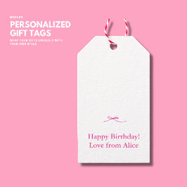 Name der Minimalistischen Girl-Niedlich-Rosa-Bow-M Geschenkanhänger