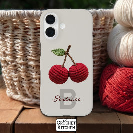 Name der Minimalistischen Girly Crochet Red Cherry iPhone 16 Hülle