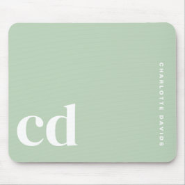 Name der Minimalistischen hellgrünen Monogramm Mousepad