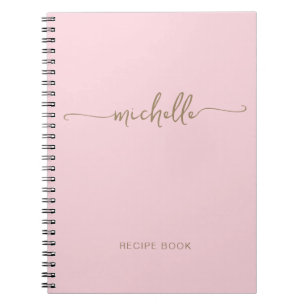 Name der Minimalistischen Rosa-Girl-Gold-Monogramm Notizblock