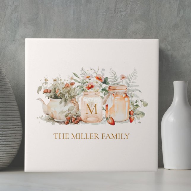 Name der mit Monogramm Waldflora Botanischer Famil Fliese (In situ)