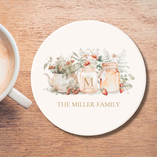 Name der mit Monogramm Waldflora Botanischer Famil Getränkeuntersetzer (In situ)