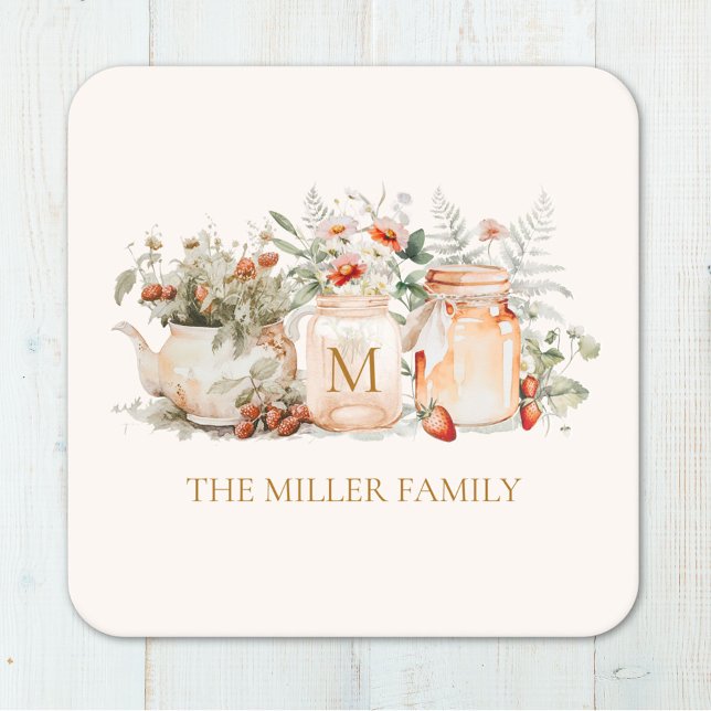 Name der mit Monogramm Waldflora Botanischer Famil Rechteckiger Pappuntersetzer (In situ)