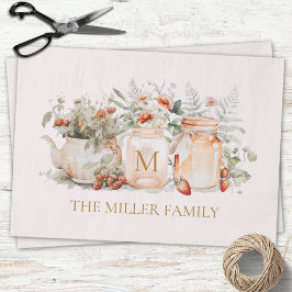 Name der mit Monogramm Waldflora Botanischer Famil Seidenpapier