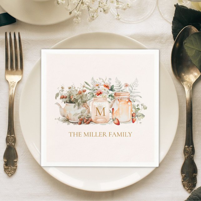 Name der mit Monogramm Waldflora Botanischer Famil Serviette (In situ)