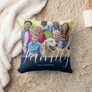 Name der modernen Blue-Family-Foto Kissen