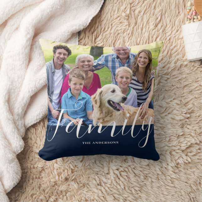 Name der modernen Blue-Family-Foto Kissen (Decke)