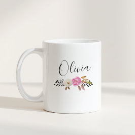Name der modernen Blumenkalligrafie Kaffeetasse