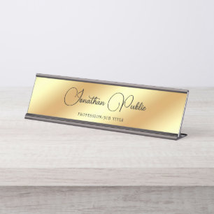 Name der modernen eleganten Gold Template Typograf Schreibtischnamensplakette