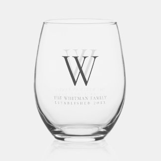 Name der Monogram-Familie Moderne Kohle Weinglas Ohne Stiel