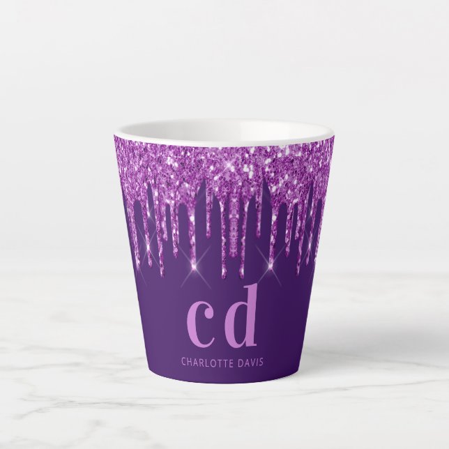 Name der Monogramm-Initialen von Tropfen für lila  Milchtasse (Vorderseite)