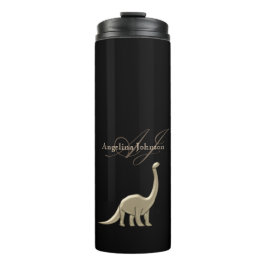 Name der Monogramm-Silhouette für Schwarz und Gold Thermosbecher