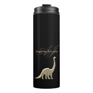 Name der Monogramm-Silhouette für Schwarz und Gold Thermosbecher