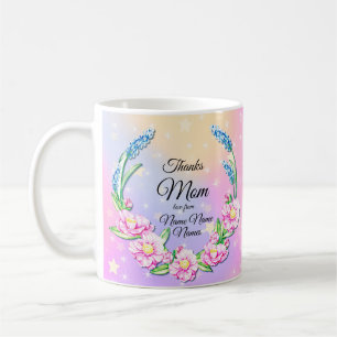 Name der Mütter Tag Rosa Pastellfarben Blume Stern Kaffeetasse
