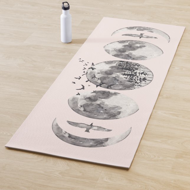 Name der mystischen Mondphasen im Wasserfarbenwald Yogamatte (Beispiel)