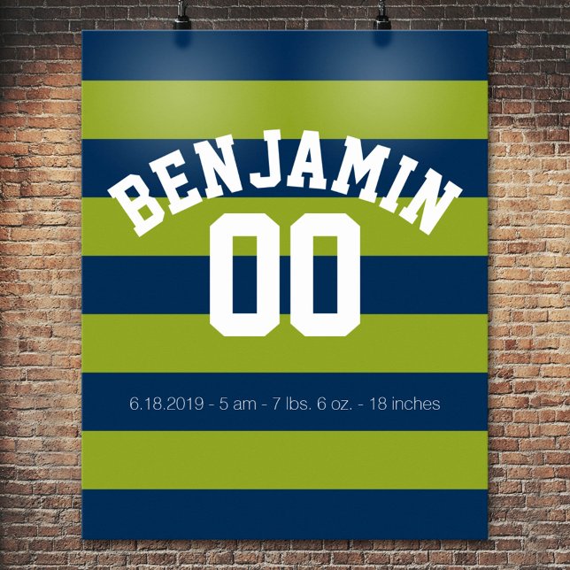 Name der nacht-blauen und lime-grünen Streifen Poster (Custom Poster)