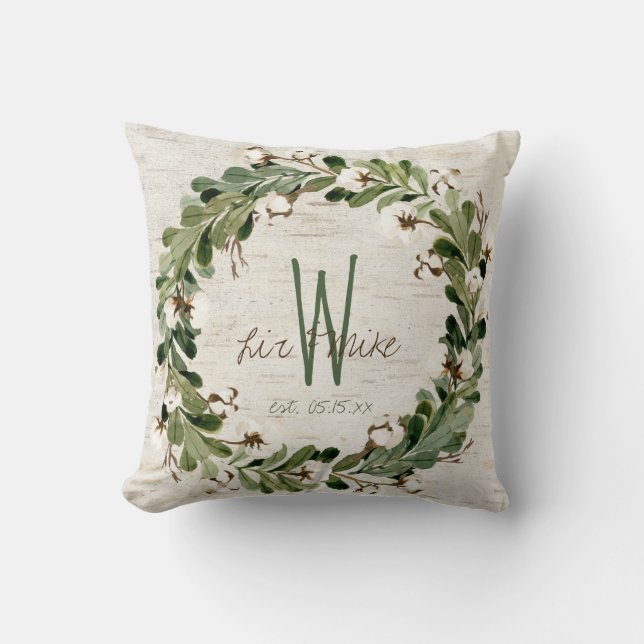 Name der natürlichen Kranken-Monogramm-Namen für d Kissen (Vorderseite)