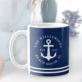 Name der Nautic Anchor Navy Blue Beach House Kaffeetasse