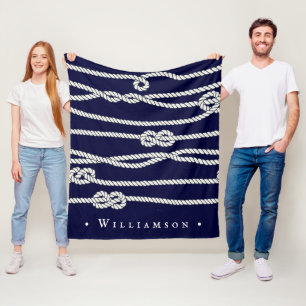 Name der Navy und der White Nautical Ropes Fleecedecke