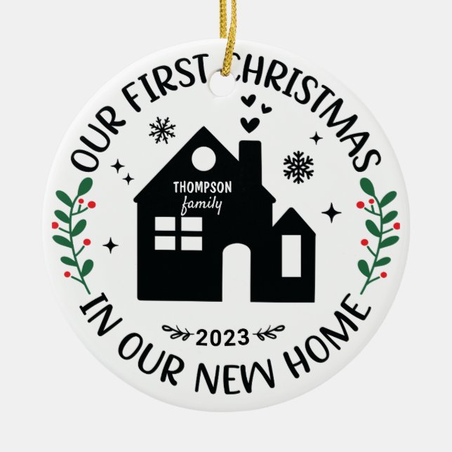 Name der neuen Zuhause Keramik Ornament (Vorne)