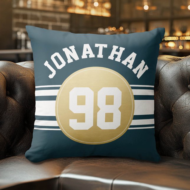Name der New Yorker Navy und Gold Sports Jersey Kissen (Custom Pillow)