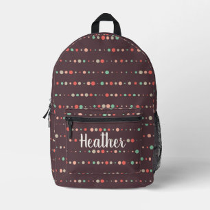 Name der niedlichen dunkelroten Polka-Dots Monogra Bedruckter Rucksack