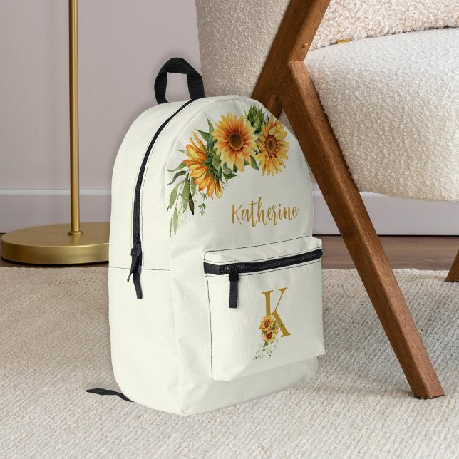 Name der niedlichen floralen Monogramm personalisi Bedruckter Rucksack (Von Creator hochgeladen)