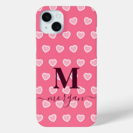 Name der niedlichen Girl-Pink-Herz-Monogramm Case-Mate iPhone Hülle