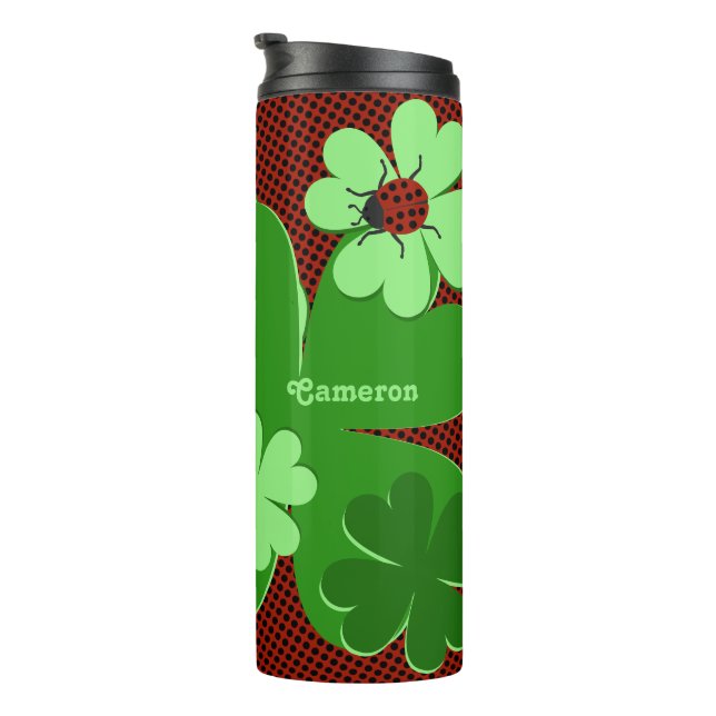 Name der niedlichen Lady Bug & Clover Leaf Thermosbecher (Nach rechts gedreht)