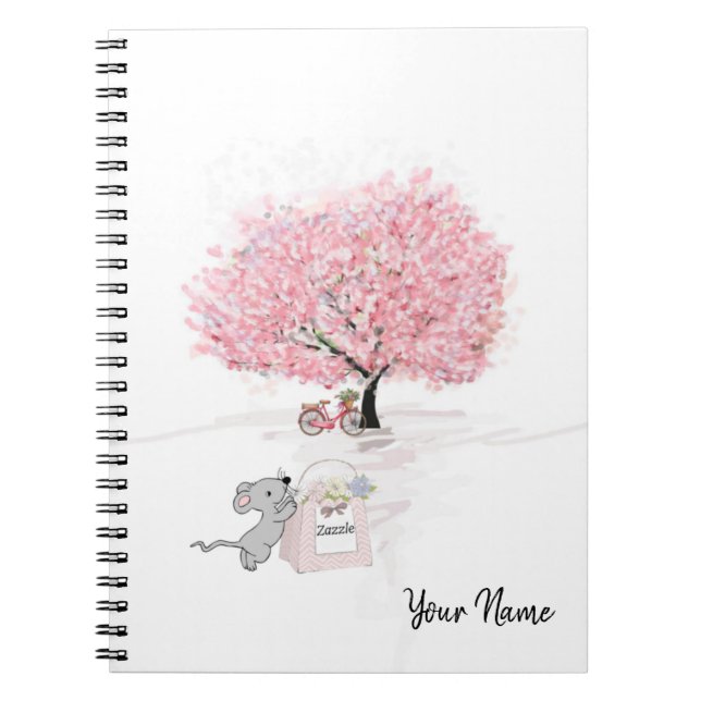 Name der Niedlichen Maus in Aquarellfarbe Rosa Notizblock (Vorderseite)