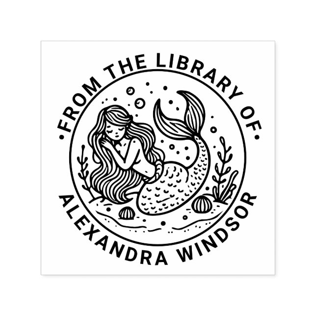 Name der niedlichen Mermaid-Bibliothek Permastempel (Design)