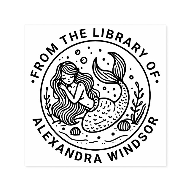 Name der niedlichen Mermaid-Bibliothek Permastempel (Design)