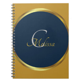 Name der niedlichen Navy Blue und Gold Monogram Notizblock