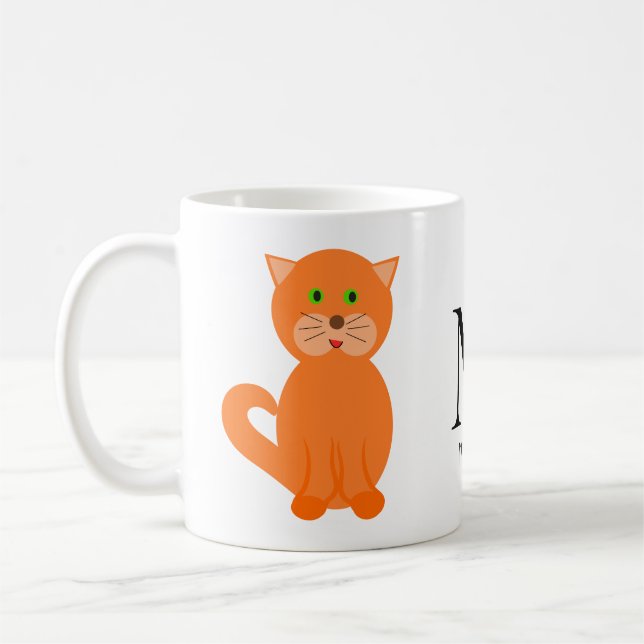 Name der niedlichen Orange Cat Monogram Kaffeetasse (Links)