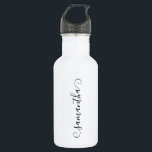 Name der Niedlichen schwarzen Kurve Edelstahlflasche<br><div class="desc">Erstellen Sie Ihre eigene personalisierte oder monogrammatierte kleine Wasserflasche für sie. Passen Sie die niedliche, handgeschriebene Kalligraphie-Schriftart je nach Bedarf an. Ändern Sie die Hintergrundfarbe oder den Text und lassen Sie die Schattenfarben auf Ihren Favoriten ablegen. Drehen Sie den Namen, wenn Sie den Namen von oben nach unten lesen möchten....</div>