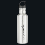 Name der Niedlichen schwarzen Signatur Edelstahlflasche<br><div class="desc">Erstellen Sie Ihre eigene elegante Signatur Stil Skript Wasserflasche für sie. Sie können den modernen niedlichen winzigen Curl-Swash schwarz handgeschriebenen Kalligraphieskriptstil und -größe nach Bedarf anpassen. Fügen Sie eine Hintergrundfarbe hinzu oder ändern Sie Textfarben zu Ihrem Favoriten. Wenn Sie die Textfarbe ändern, stellen Sie sicher, dass die Schattenfarbe im Hintergrund...</div>