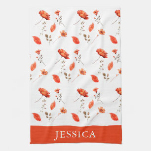 Name der Orange-Aquarellfarbe Wildblume Geschirrtuch