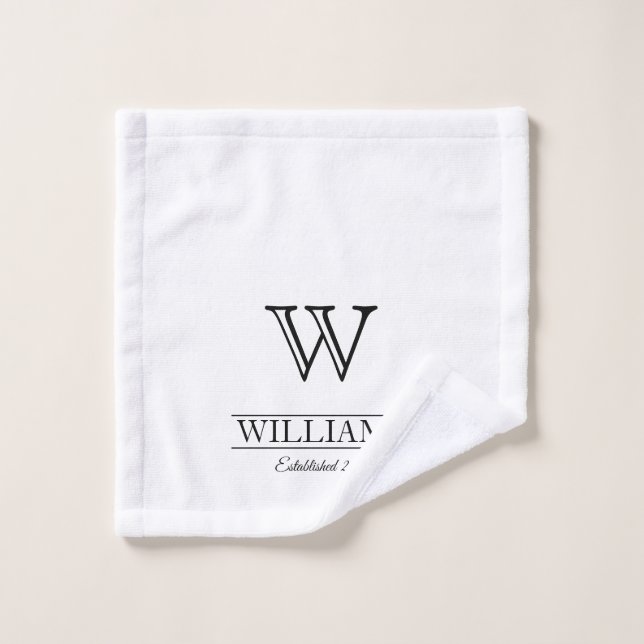 Name der personalisierten klassischen Monogrammfam Waschlappen (Waschlappen)