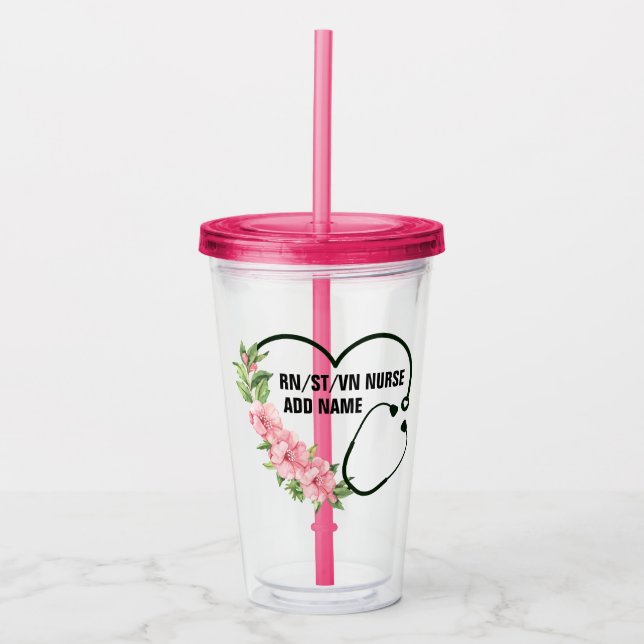 Name der personalisierten Krankenschwester Acryltrinkbecher (Vorderseite)