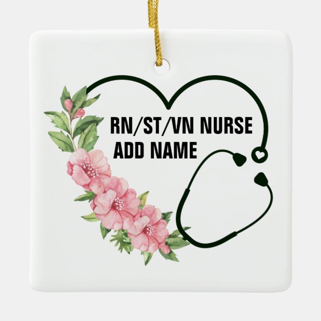 Name der personalisierten Krankenschwester Keramikornament (Vorderseite)